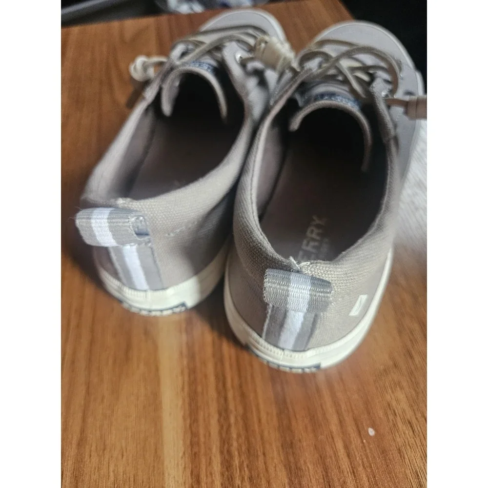 Sperry Crest Vibe Womens Gray Canvas‎ Sneaker Boat Deck Shoes Size 8 EXC